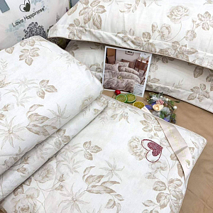 Постельное белье сатин Love Happiness с одеялом евро (нав.50*70), KLHE4-2