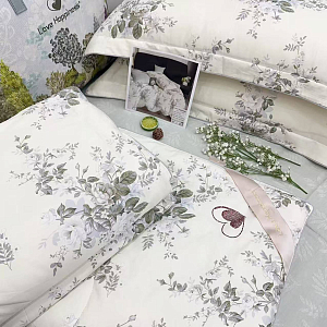 Постельное белье сатин Love Happiness с одеялом евро (нав.50*70), KLHE4-4