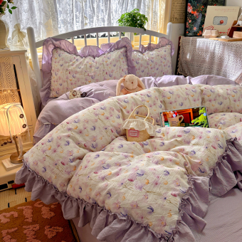 Комплект белья Soft Relief креп-жатка Евро пр/рез 180х200х25 (нав. 50х70 2шт.) KSR-ER-03 Фиолетовое утро