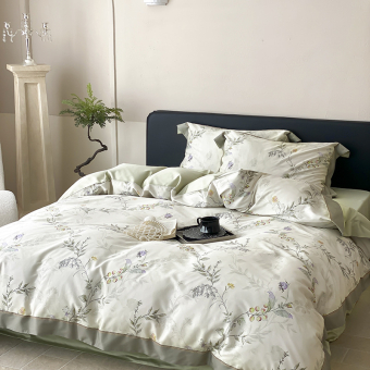 Постельное белье Tencel Soft Евро (нав.50х70х2), KTHE-01 Утро и вечер (зеленый)