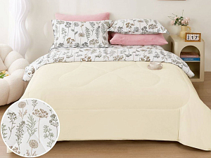 Постельное белье велюр/сатин LA PERLA с одеялом евро (нав.50*70), KLPE4-5 Кремовый