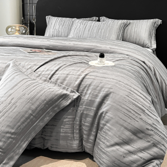 Постельное белье Jacquard Tencel Евро (нав.50х70-2), KJTE-01 Серый