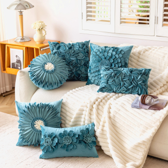 Чехол декоративный (наволочка) Velour-FL 30х50, VF3050-12 Бирюзовый
