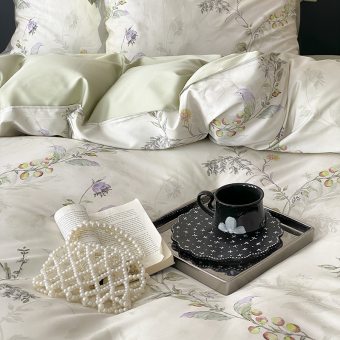 Постельное белье Tencel Soft Евро (нав.50х70х2), KTHE-01 Утро и вечер (зеленый)