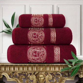 Комплект махровых полотенец Lotus Zeus (50х90-2)(70x140-1) 3 шт., Бордовый